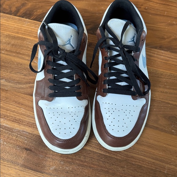 Nike Air Jordan 1 LowWhite Blue Grey Brown Leather - Picture 2 of 4